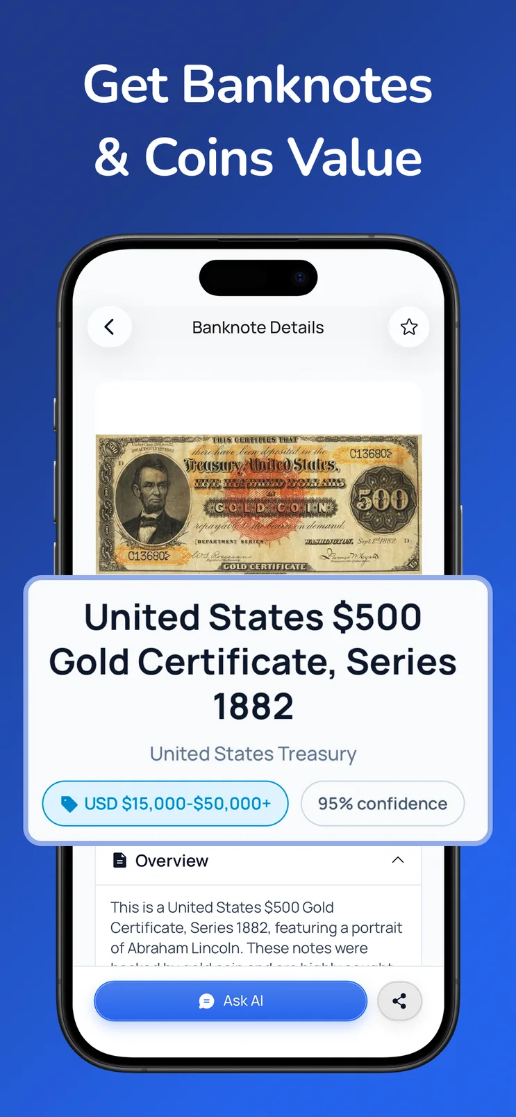 Detailed identification and tentative value result in Money AI